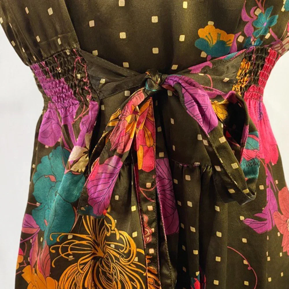 Anthropologie Flounce Brown Floral Halter Dress - Picture 10 of 11